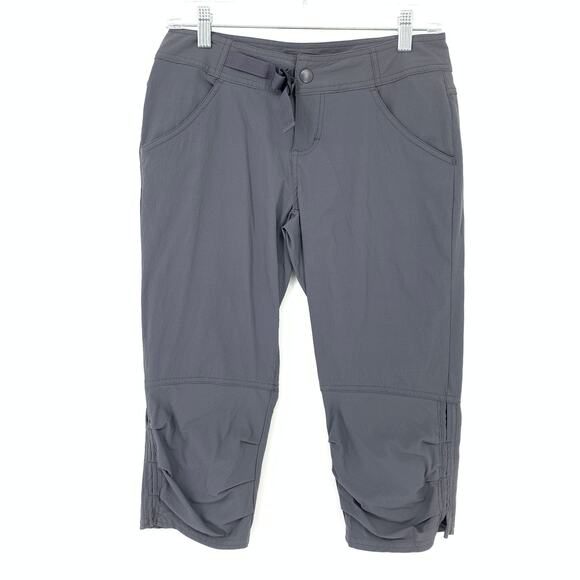 Prana Pants Women's Size 2 Mid-Rise Halle Capri Ruched Hem Charcoal Gray - Picture 1 of 6